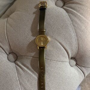 Movado Gold Dial Watch with Olive Leather Strap